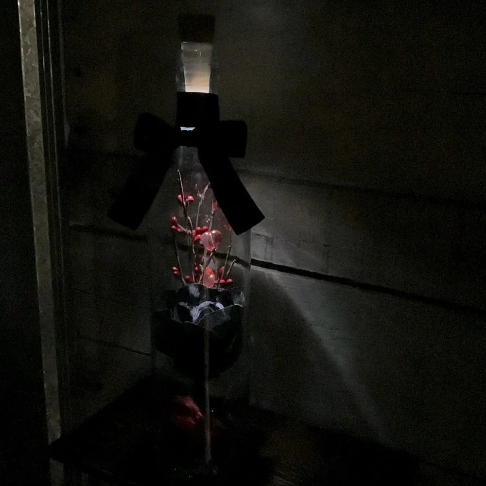 Hand crafted- Black Rose Wine Bottle Lantern